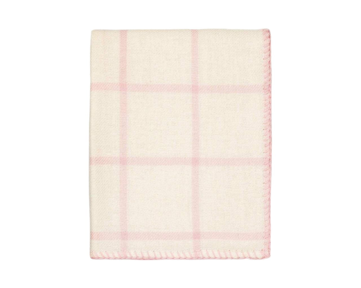Graydon Alpaca Throw in Ivory and Light Pink Powder by Alicia Adams Alpaca