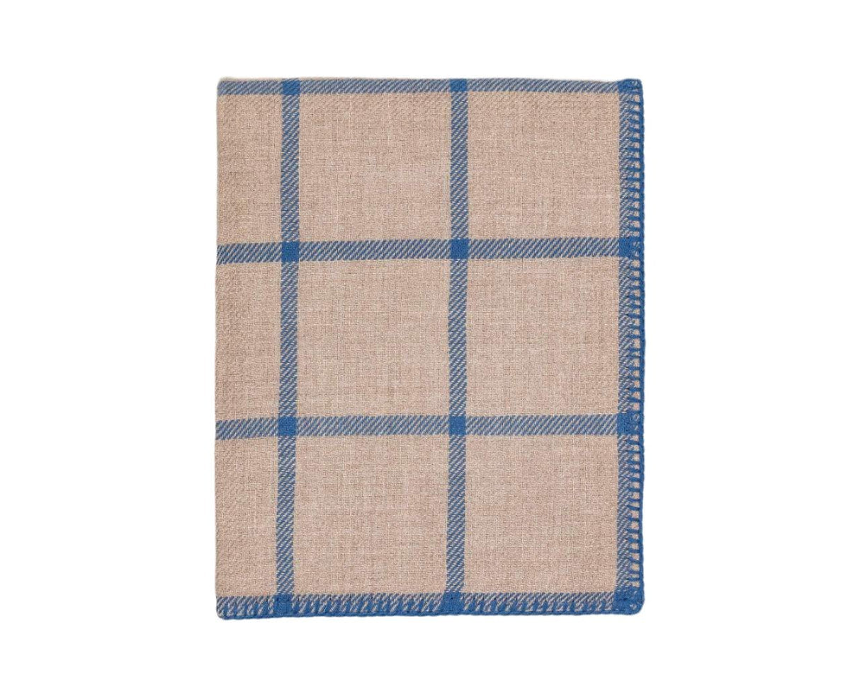 Graydon Alpaca Throw in Light Taupe and Blue by Alicia Adams