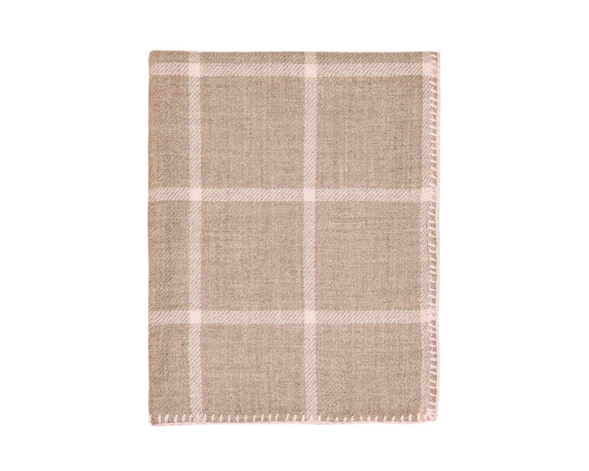 Graydon Alpaca Throw in Light Taupe and Light Pink Powder by Alicia Adams