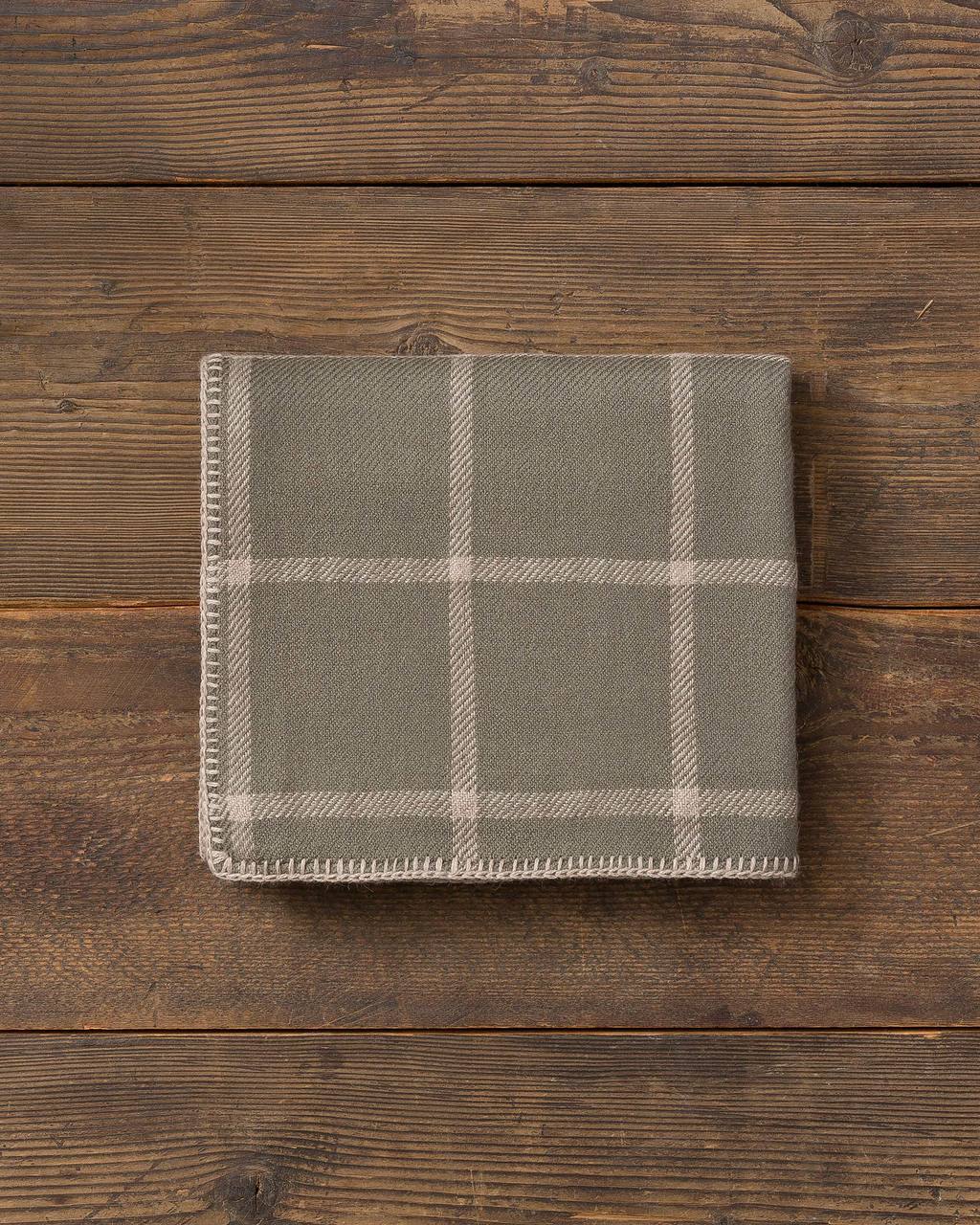 Graydon Alpaca Throw in Moss and Light Taupe by Alicia Adams