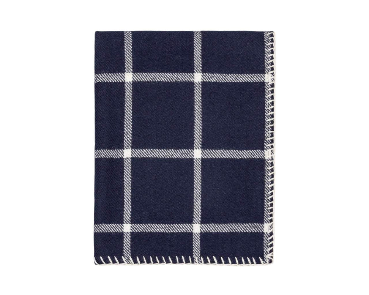 Fig Linens - Graydon Alpaca Throw in Navy and Ivory by Alicia Adams Alpaca