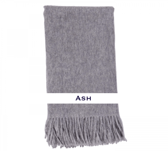 100% Cashmere Plain Weave Throw by Alashan ash