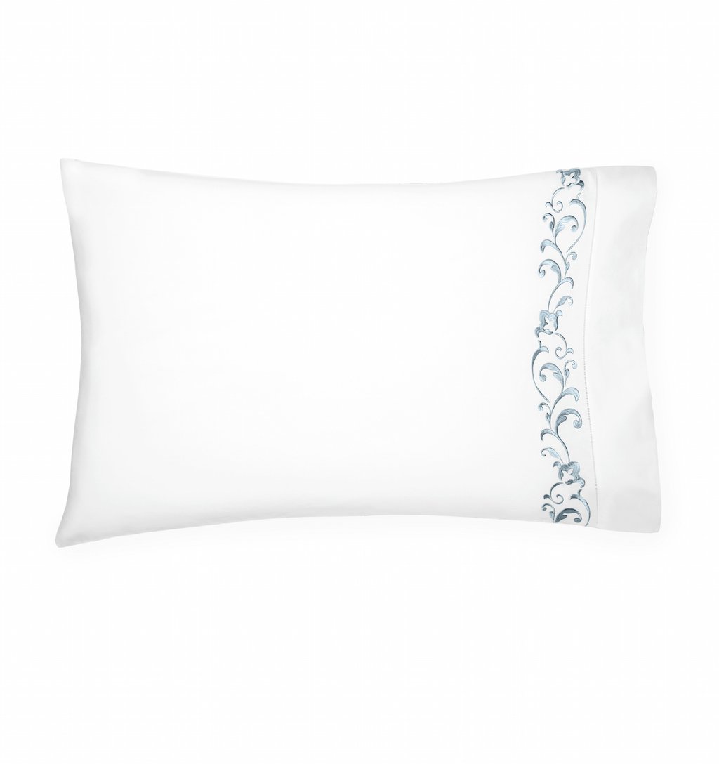 Fig Linens - Griante White and Storm Flat Sheet by Sferra