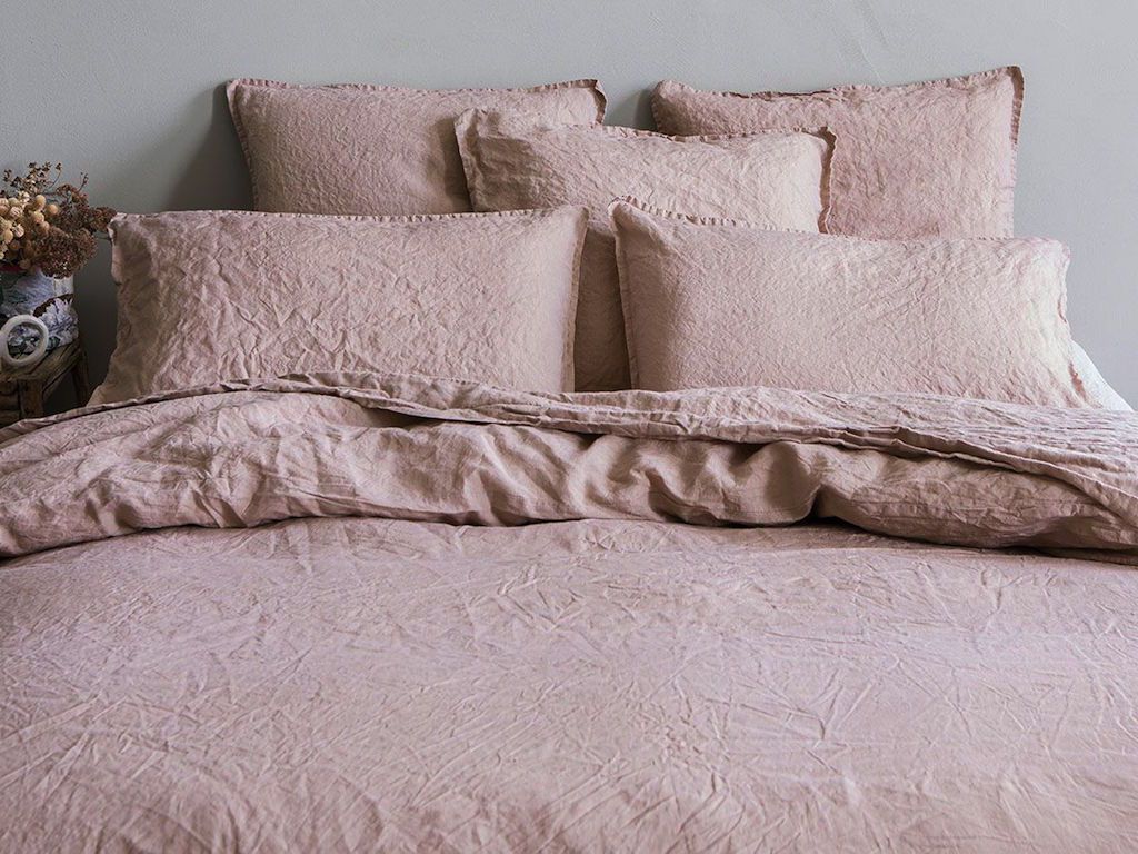 Fig Linens - Nouvelle Vague Pink Beige Bedding by Alexandre Turpault 