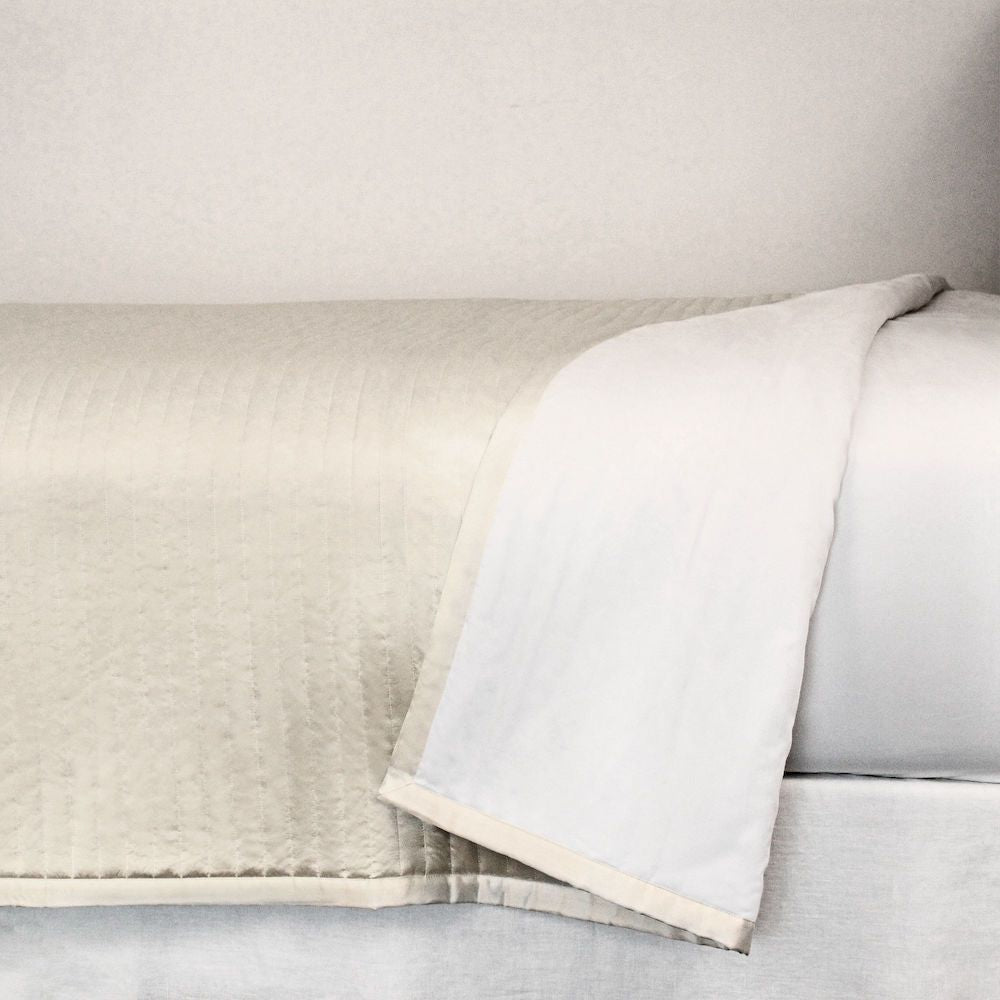 Fig Linens - Charmeuse Channel Quilted Ivory Bedding by Ann Gish