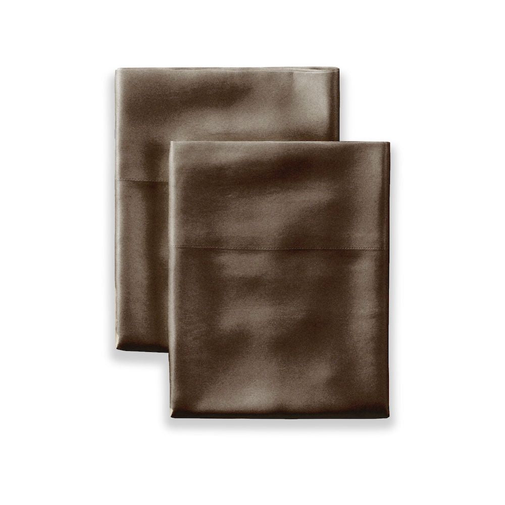 Chocolate Charmeuse Basics Pillowcases by Ann Gish - Fig Linens