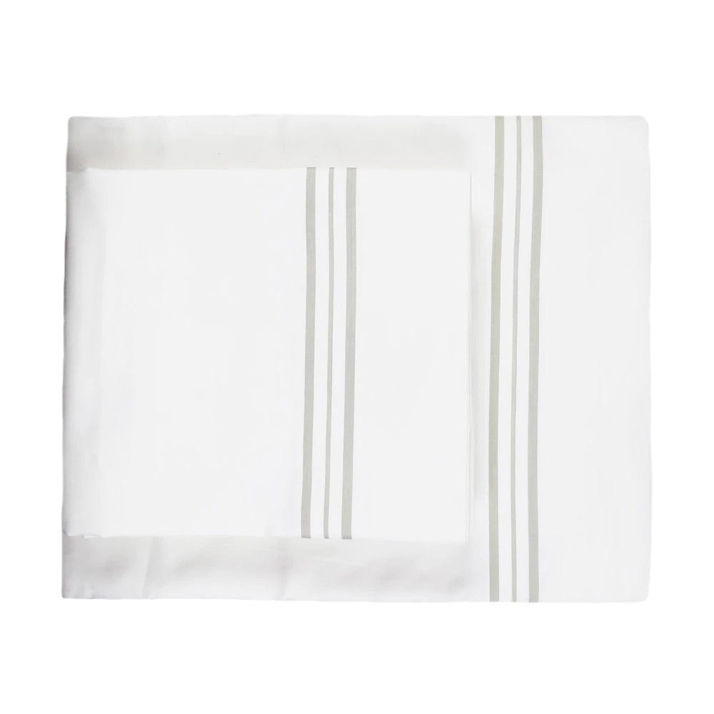Hem Stripe White and Taupe Pillowcases by Ann Gish | Fig Linens
