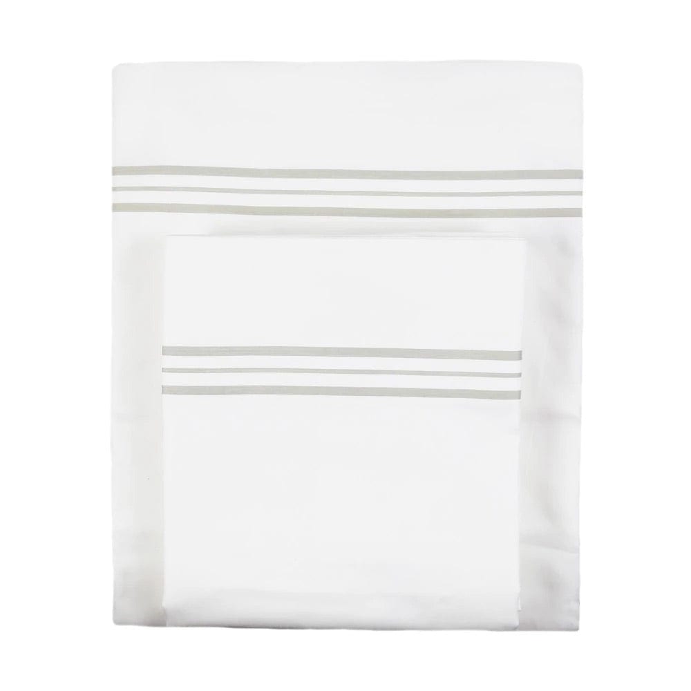 Hem Stripe White & Taupe Sheet Sets by Ann Gish | Fig Linens