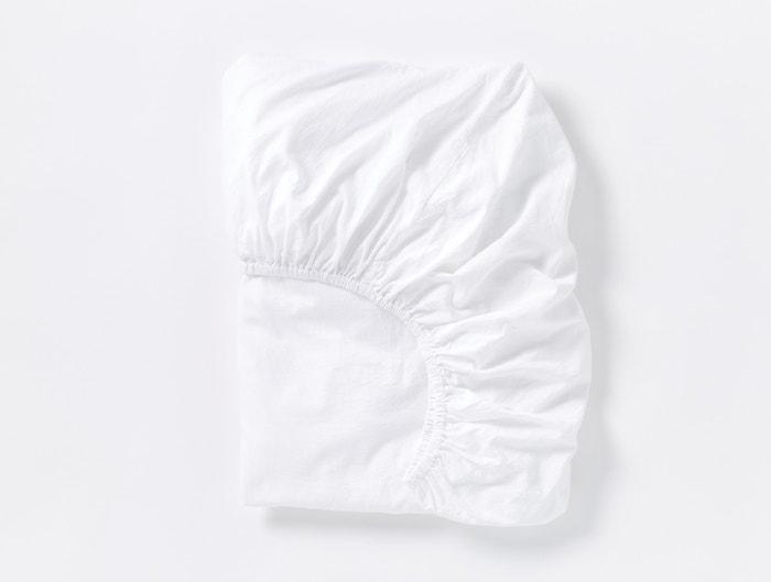 Fig Linens - Organic Relaxed Sateen Alpine White Bedding by Coyuchi - Fitted Sheet