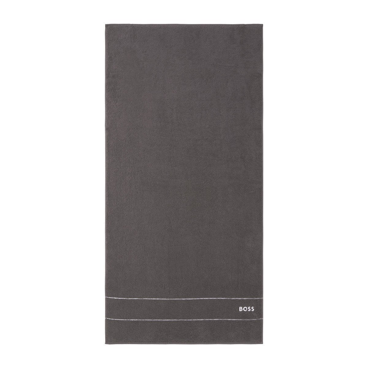 Fig Linens - Plain Graphite Bath Towels by Hugo Boss - Grey Bath Towel