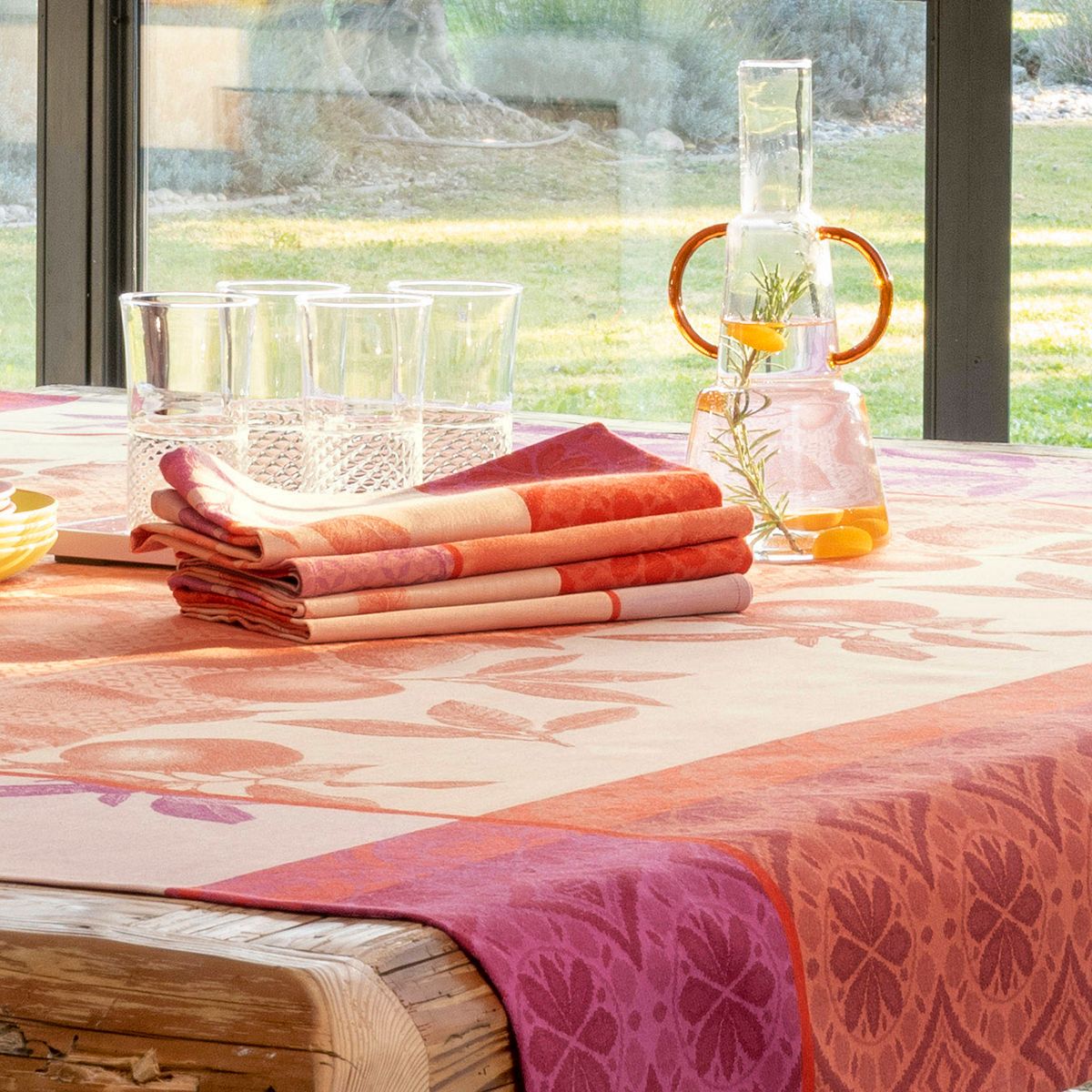 Arrière Pays Pink Table Linens by Le Jacquard Français | Fig Linens
