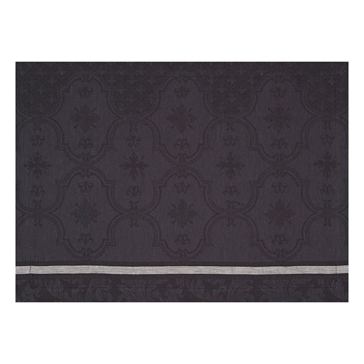 Fig Linens - Armoiries Black Linen Placemat by Le Jacquard Français
