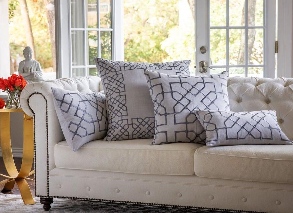 Fig Linens - Franco Grey Decorative Pillow by Lili Alessandra - LIfestyle