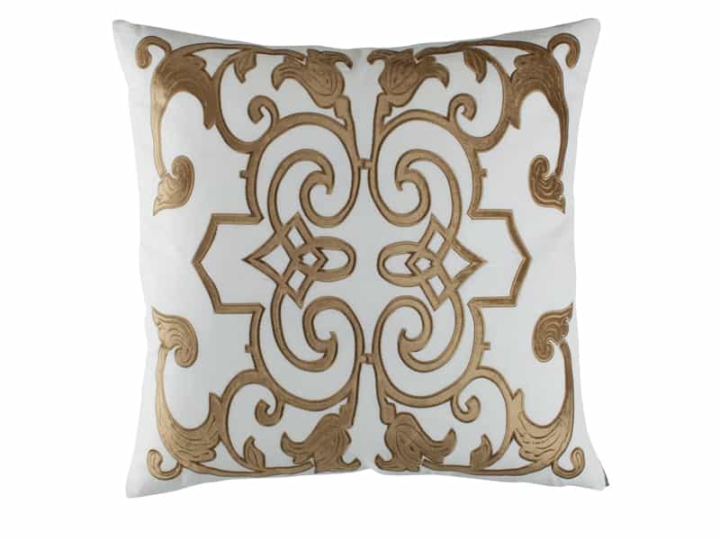 Mozart Square White & Straw Pillow by Lili Alessandra | Fig Linens