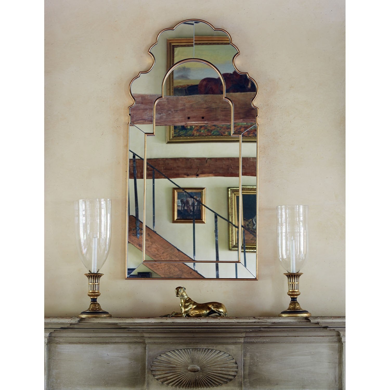 Fig Linens - Mirror Image Home - Diamond Distressed Gold Mirror by Bunny Williams - Lifestyle