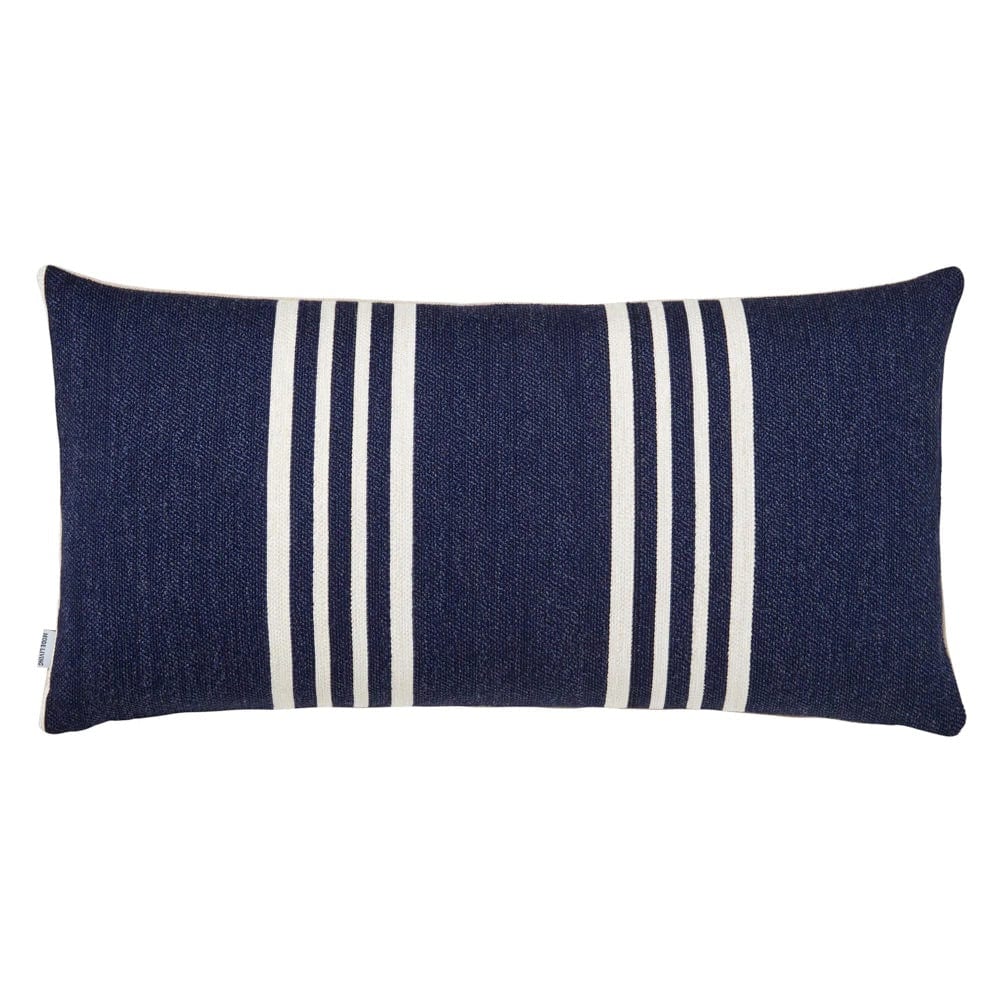 Mar Blue & Ivory Striped Lumbar Pillow by Mode Living | Fig Linens