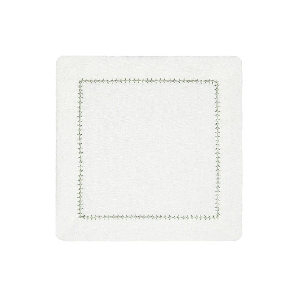 Green and White Dolce Cocktail Napkins by Mode Living | Fig Linens