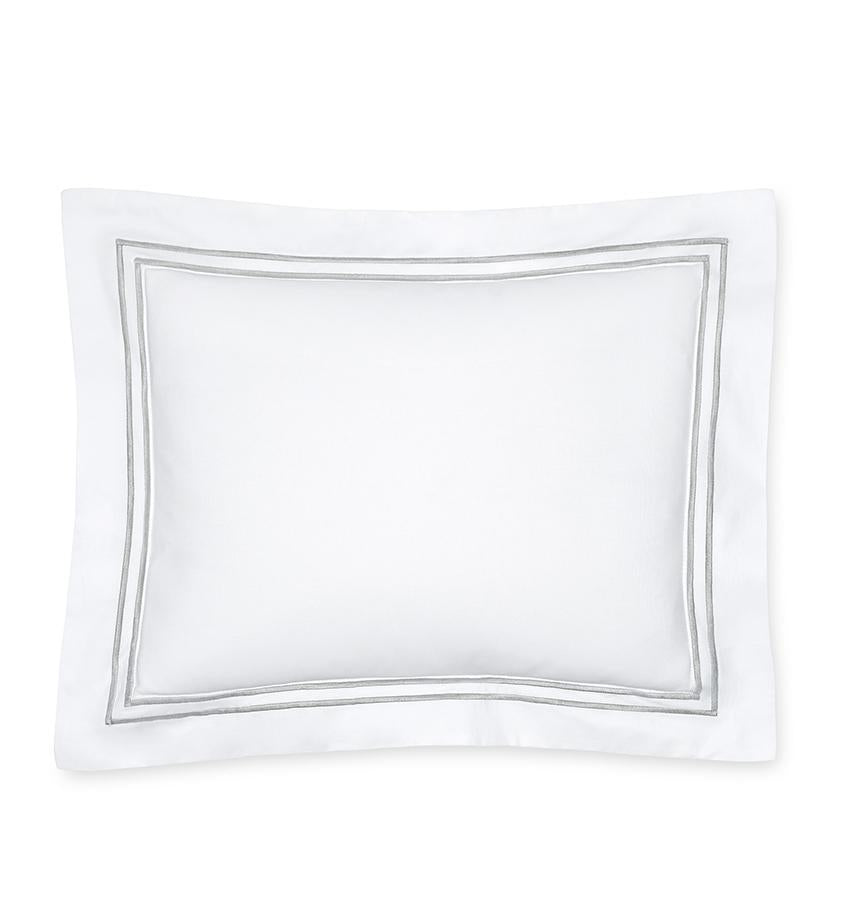 Fig Linens - Sferra Bedding - Grand Hotel White and Silver Sham