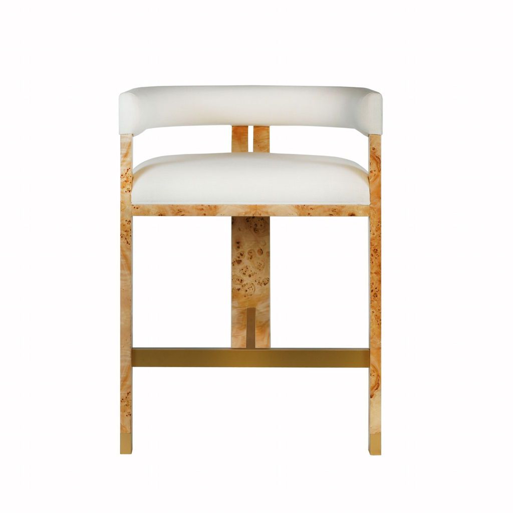 Fig Linens - Cruise Burl Wood Accent Counter Stool by Worlds Away 