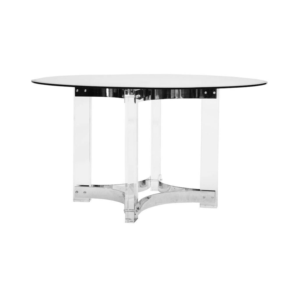 Hendrix Acrylic &amp; Nickel Round Dining Table | Fig Linens