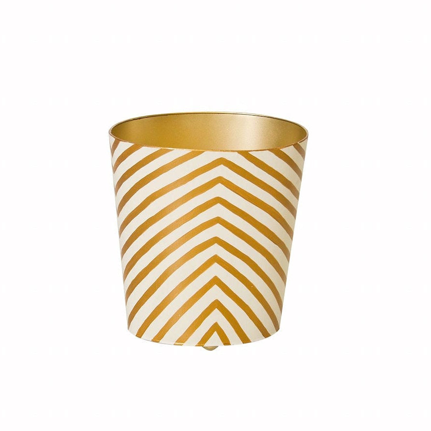 Gold & Cream Zebra Wastebasket by Worlds Away | Fig Linens and Home