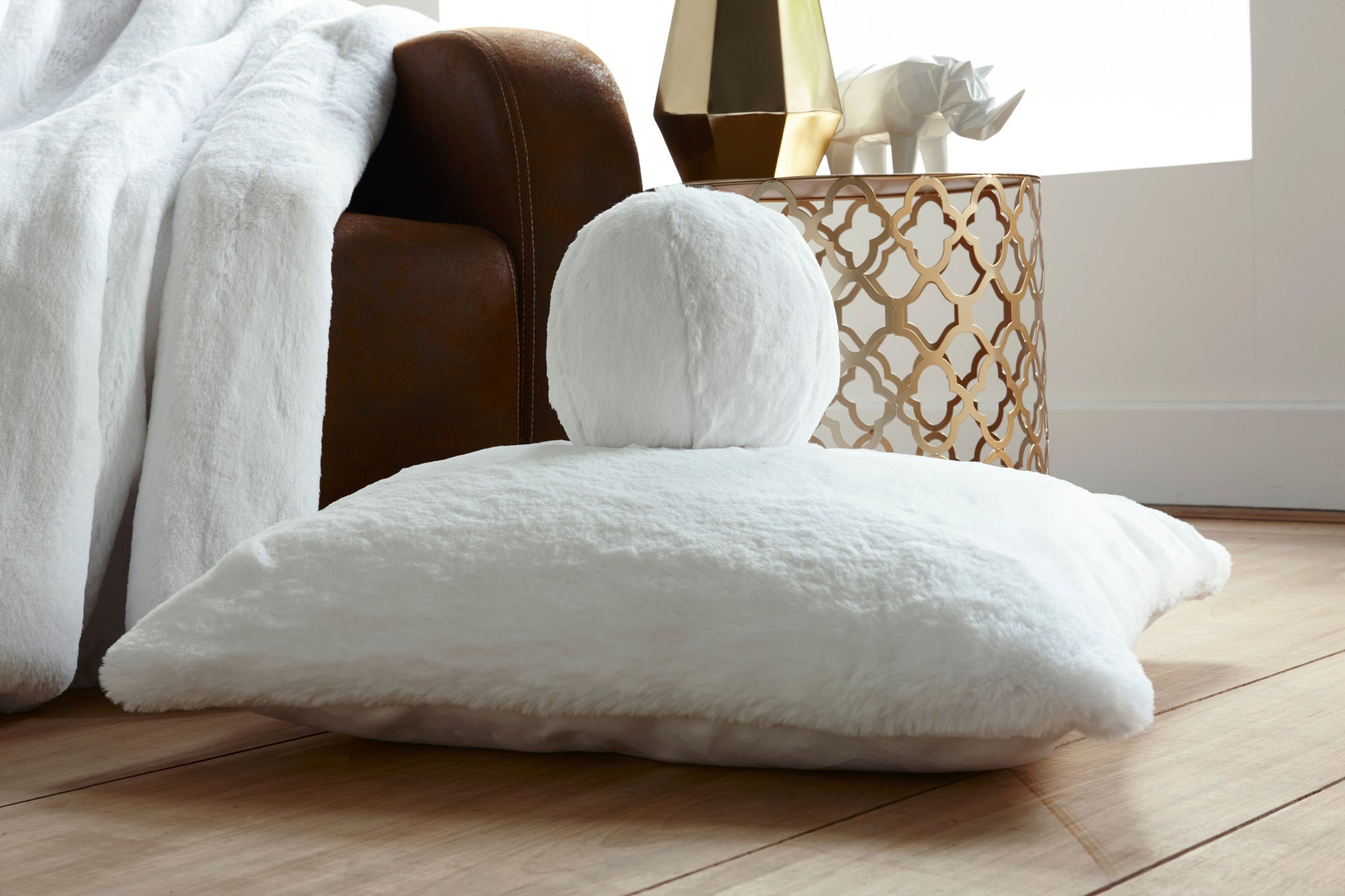White Faux Fur Pillow by Evelyne Prélonge | Fig Linens and Home