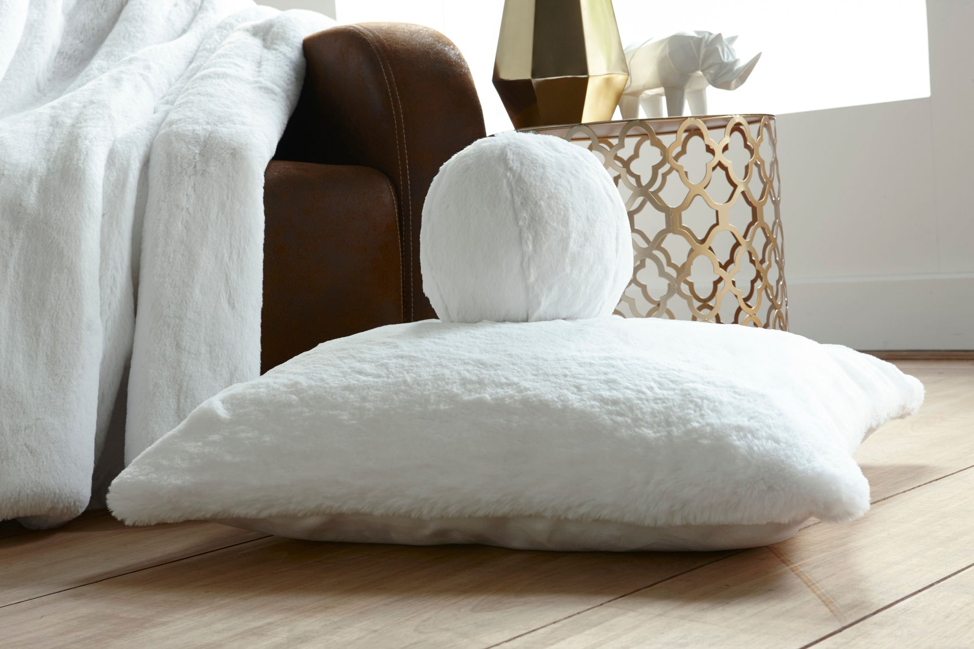 White Faux Fur Pillows by Evelyne Prélonge | Fig Linens and Home