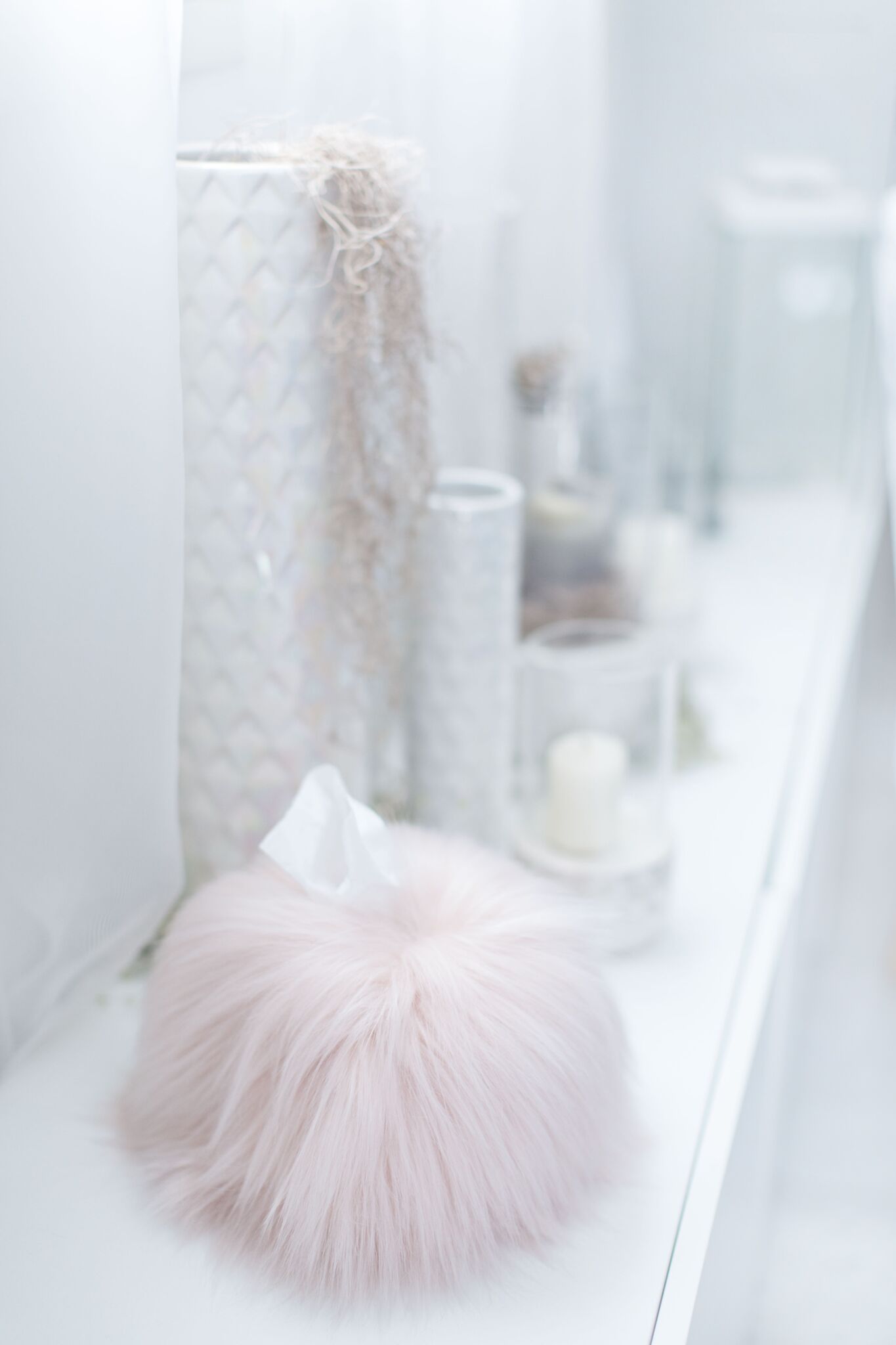 Himalaya Blush Pink Faux Fur Tissue Box Cover | Fig Linens