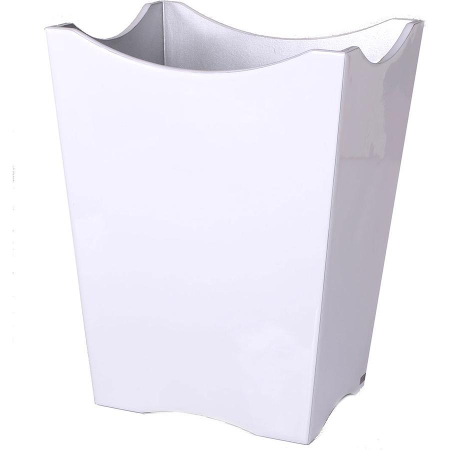 Fig Linens - Mike + Ally White Enamel Bathroom Accessories - Scalloped Wastebasket