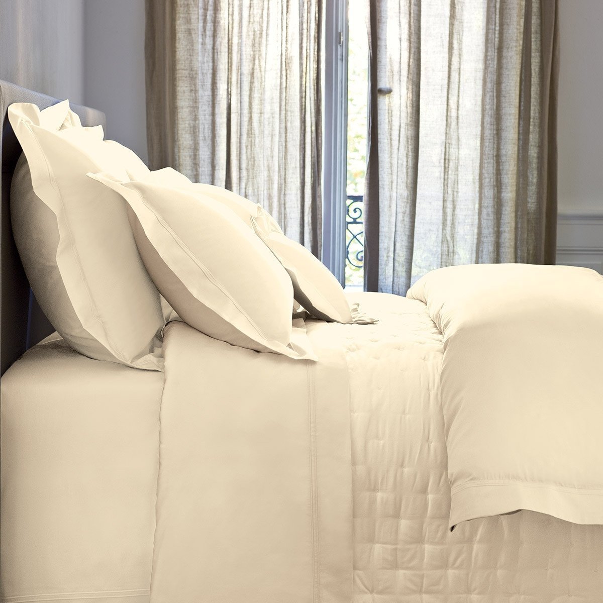 Triomphe Nacre Quilted Coverlet by Yves Delorme | Fig Linens