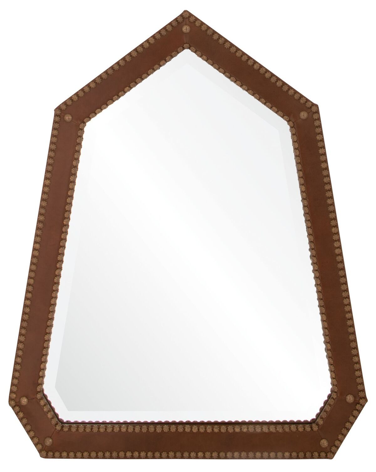 Contemporary Wall Mirror with Leather Frame by Michael S. Smith - Fig Linens