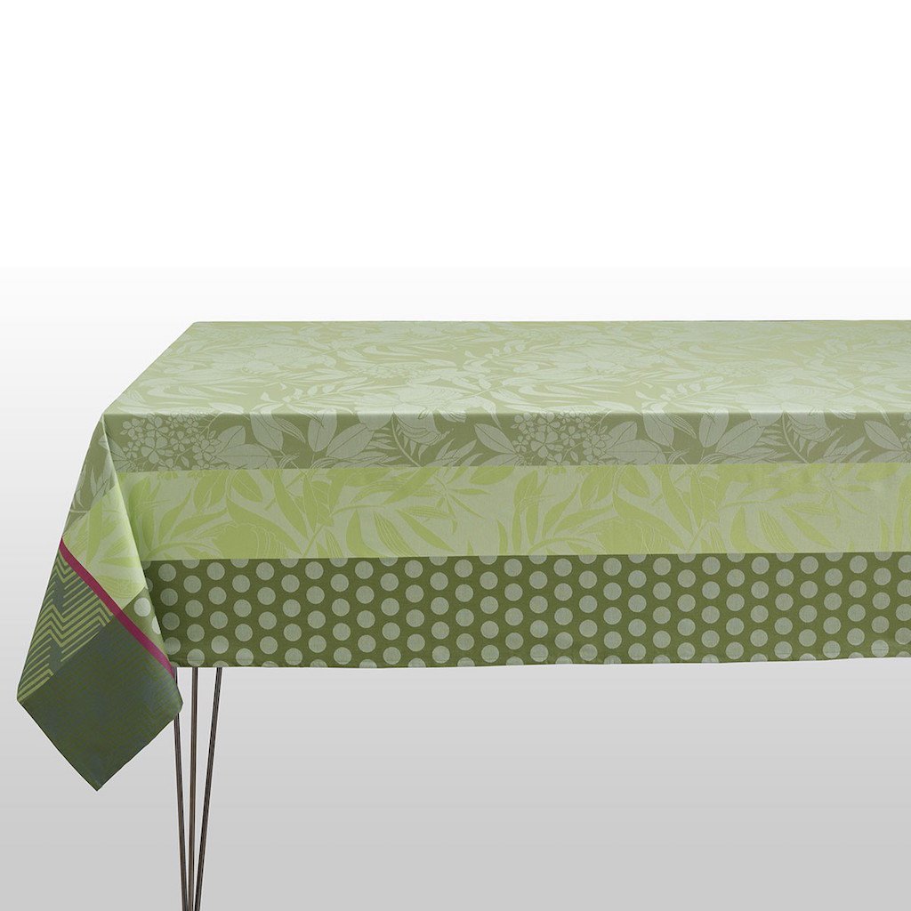 Fig Linens - Le Jacquard Francais Nature Urbaine Green Coated Tablecloth