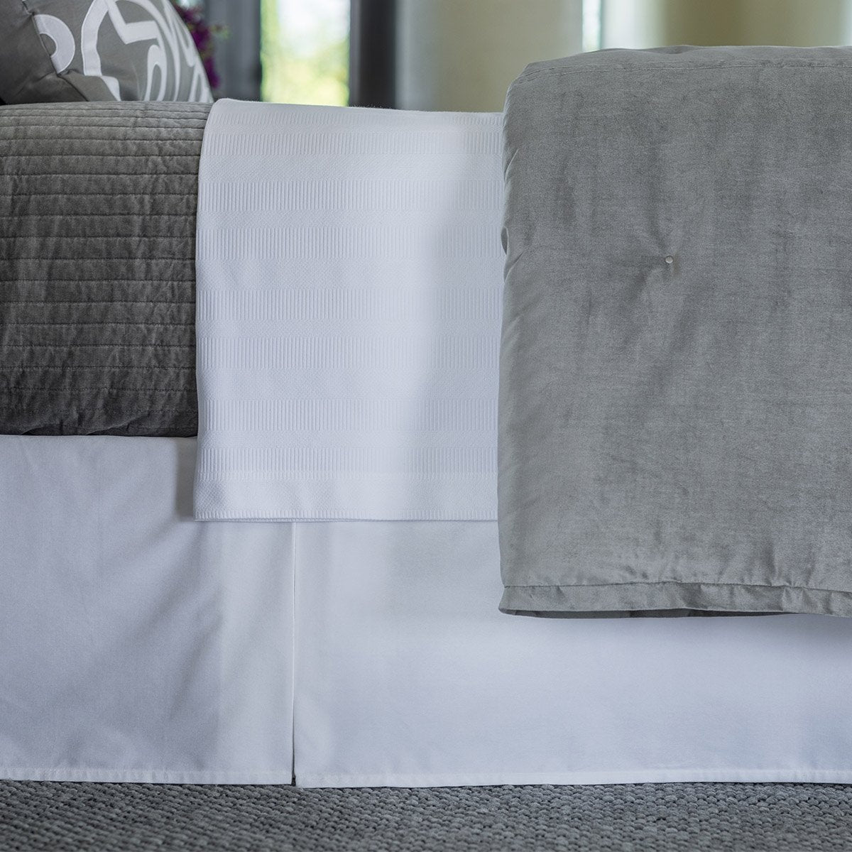 Fig Linens - Lili Alessandra Bedding - Aria White Bedskirt