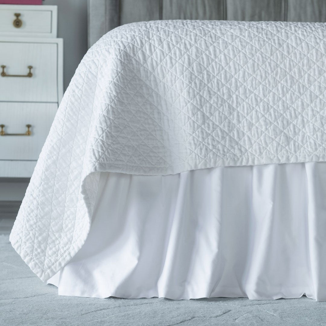 Fig Linens - Lili Alessandra Bedding - Battersea White Bedskirt