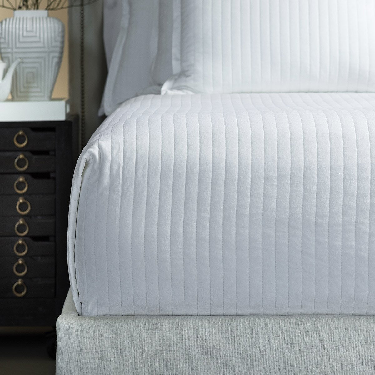 Fig Linens - Lili Alessandra Bedding - Aria White Coverlet