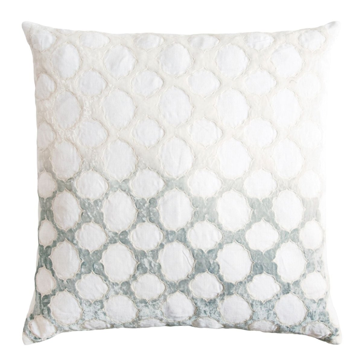 Fig Linens - Sage & White Fretwork Velvet Appliqué Pillow by Kevin O'Brien Studio