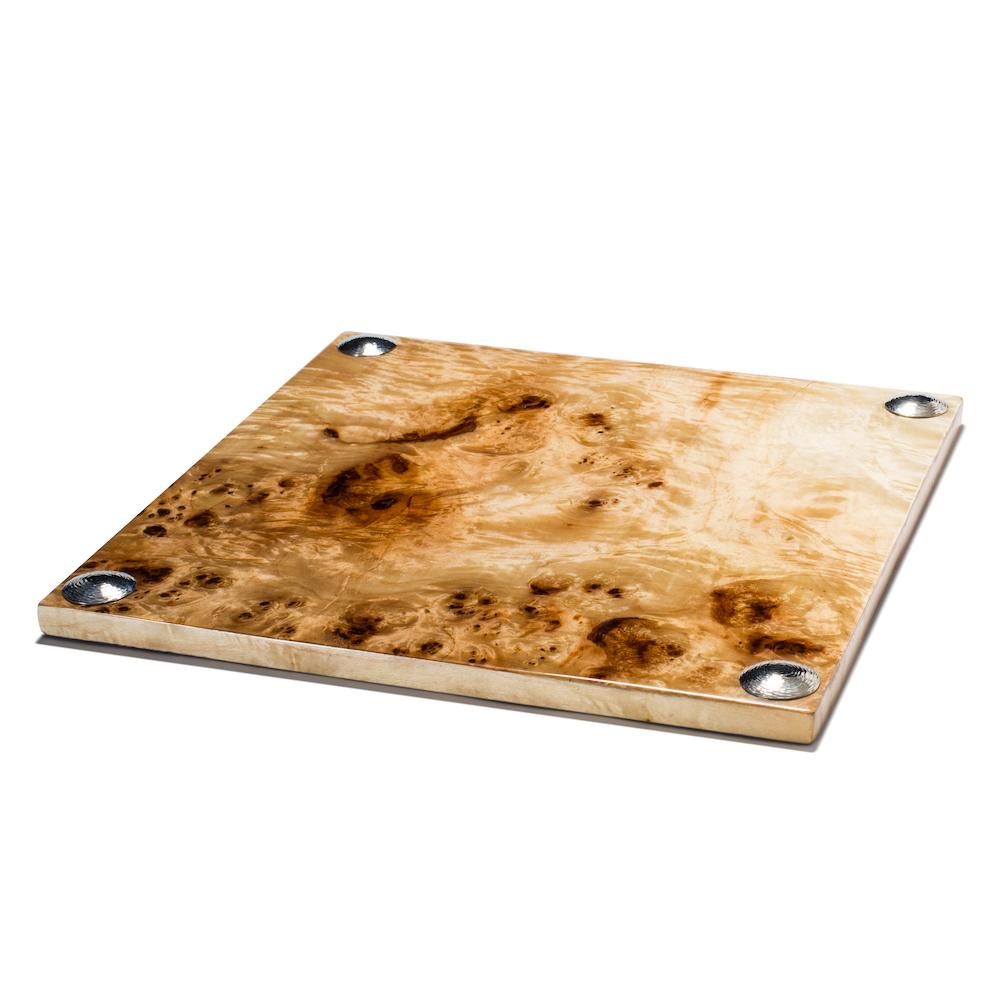 Burl Veneer - Large Serving Board 13.8'' x 13.8'' x 0.9'' Burl Veneer - Large at FIG LINENS AND HOME 2