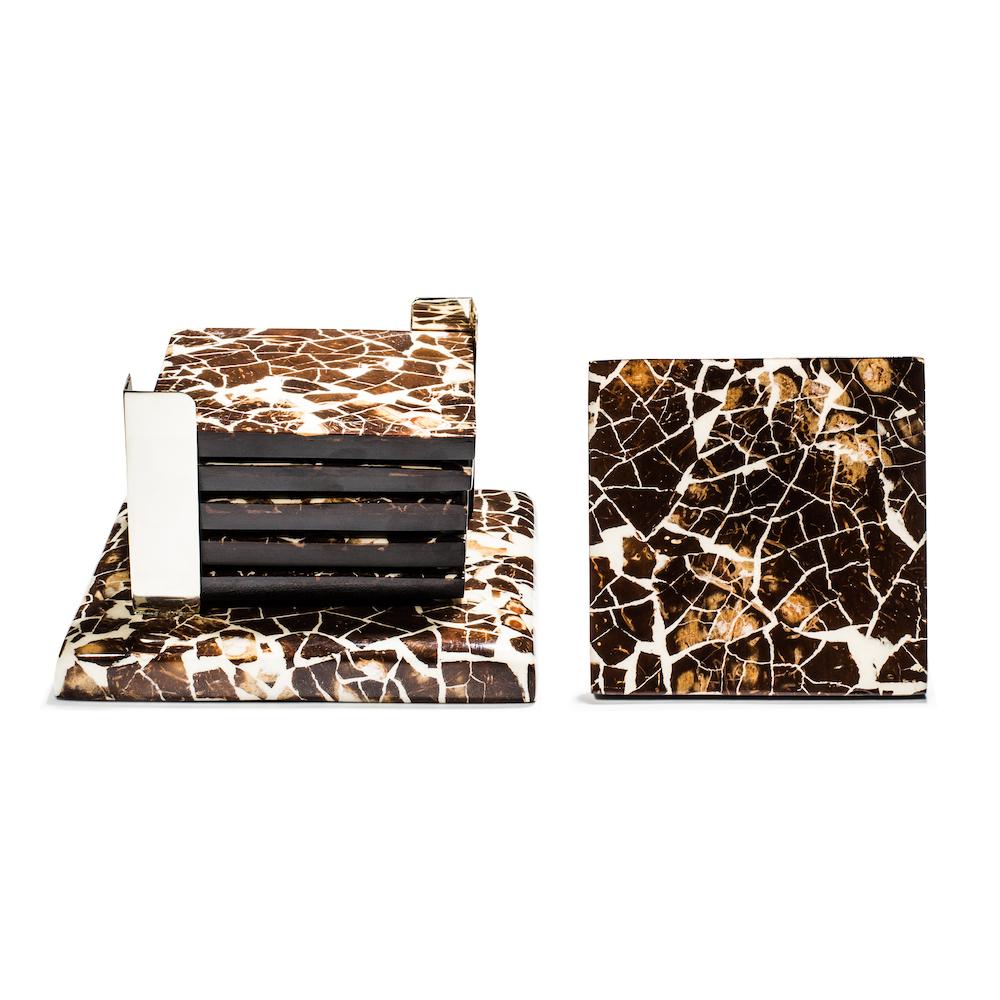 Coconut Coaster Set 5.9'' x 5.9'' x 5.4'' Coconut at FIG LINENS AND HOME 1