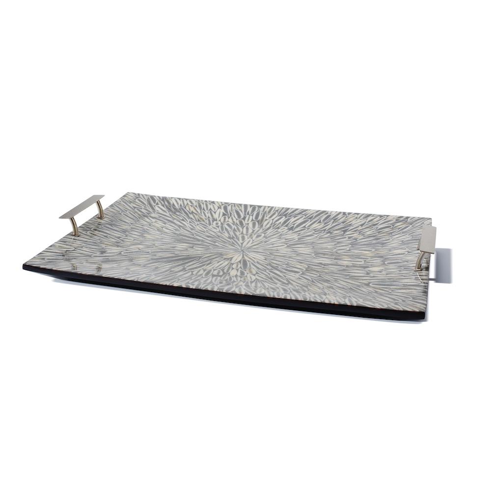 Gray Almendro Serving Tray 20.5'' x 14.2'' x 3.3'' Gray Almendro at FIG LINENS AND HOME 2