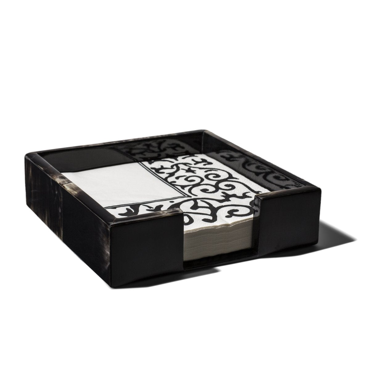 Horn Veneer - Large Napkin Holder 8" x 8" x 2.5" Horn Veneer - Large at FIG LINENS AND HOME 4