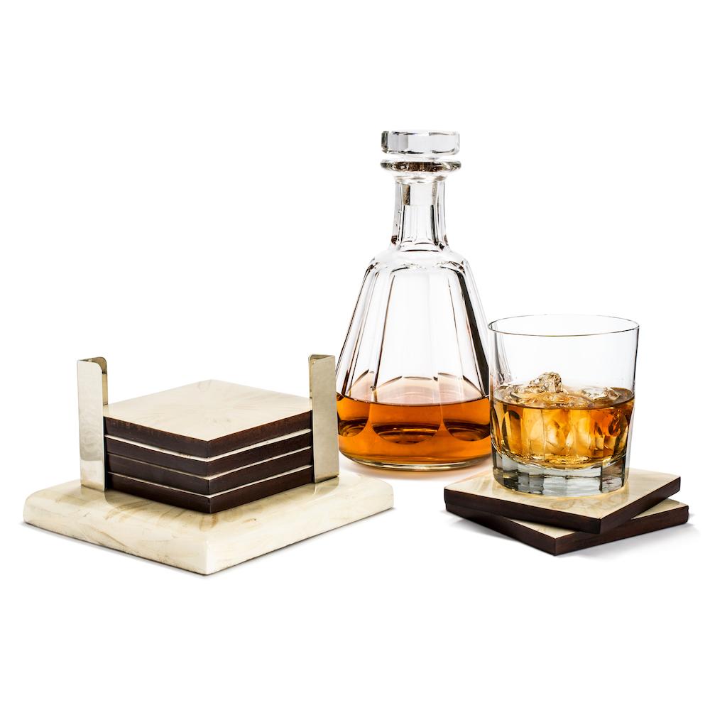 Light Almendro Coaster Set 5.9'' x 5.9'' x 5.4'' Light Almendro at FIG LINENS AND HOME 1