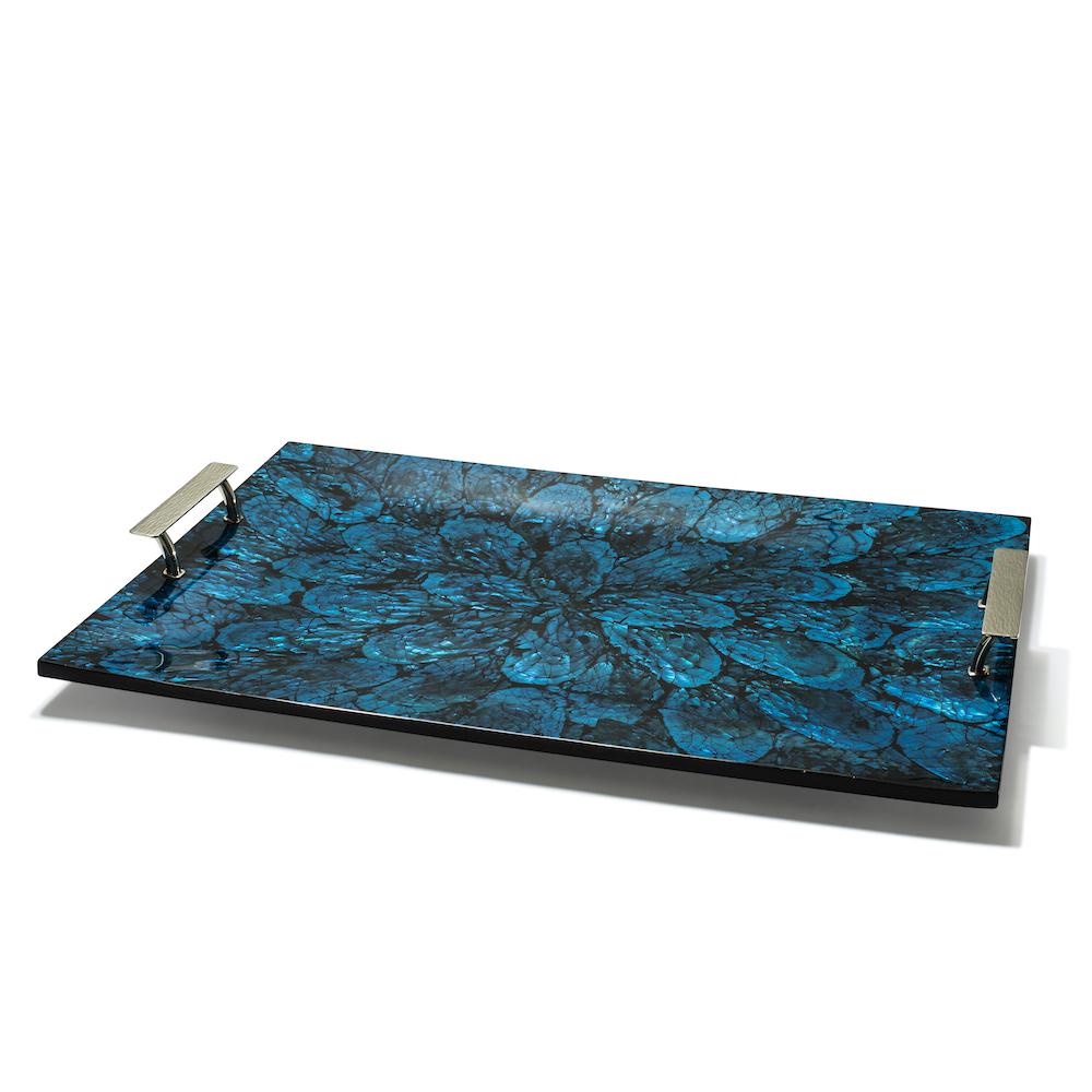 Mother of Pearl - Blue Serving Tray 20.5'' x 14.2'' x 3.3'' Mother of Pearl - Blue at FIG LINENS AND HOME 1
