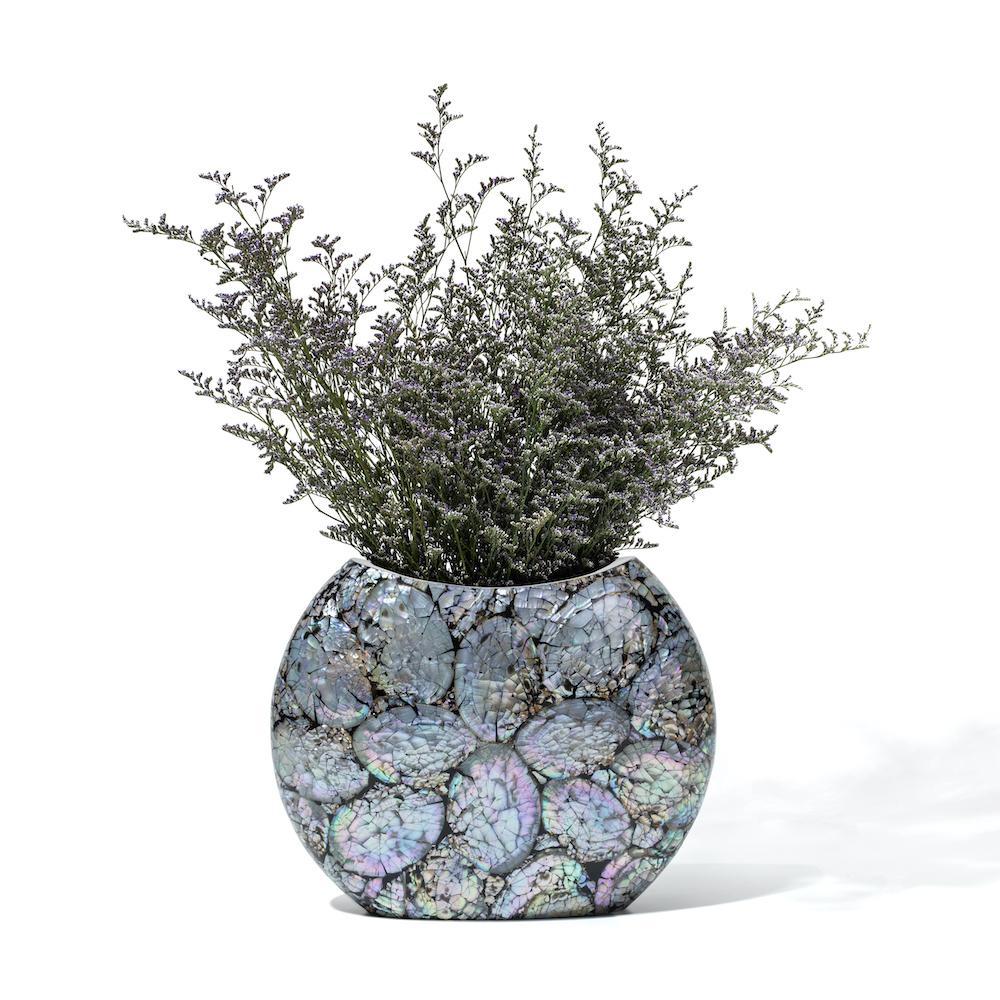 Mother of Pearl Symmetry Vase 14.6" x 2.0" x 10.6" Mother of Pearl Symmetry at FIG LINENS AND HOME 2