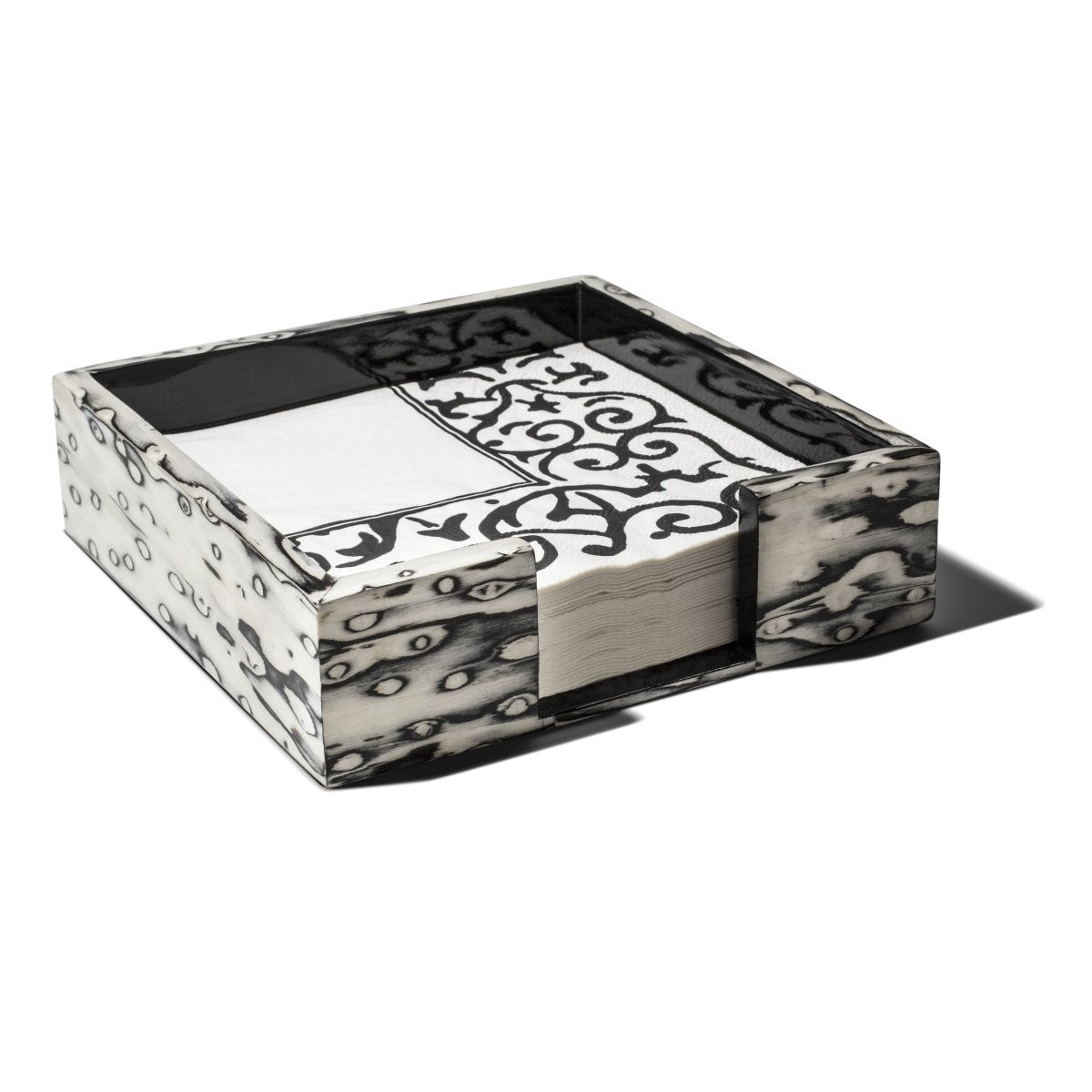 Ojo de Pajaro - Large Napkin Holder 8" x 8" x 2.5" Ojo de Pajaro - Large at FIG LINENS AND HOME 1