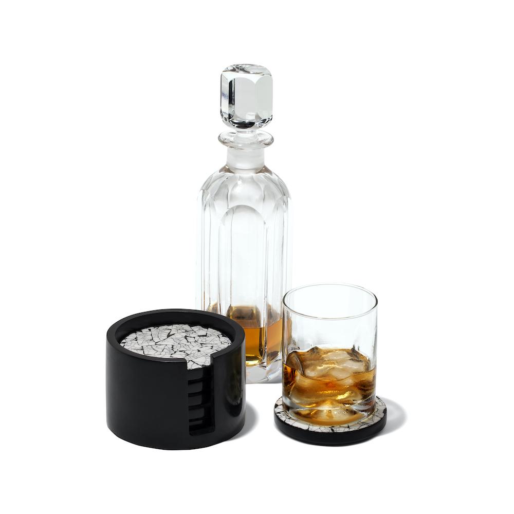 Ostrich Eggshell Coaster Set 4.7" x 4.7" x 3.1" Ostrich Eggshell at FIG LINENS AND HOME 2