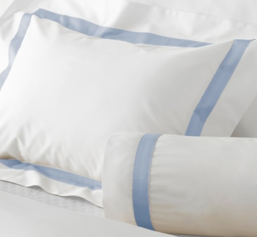 Lowell Light Blue on White Bedding - Matouk Fine Linens