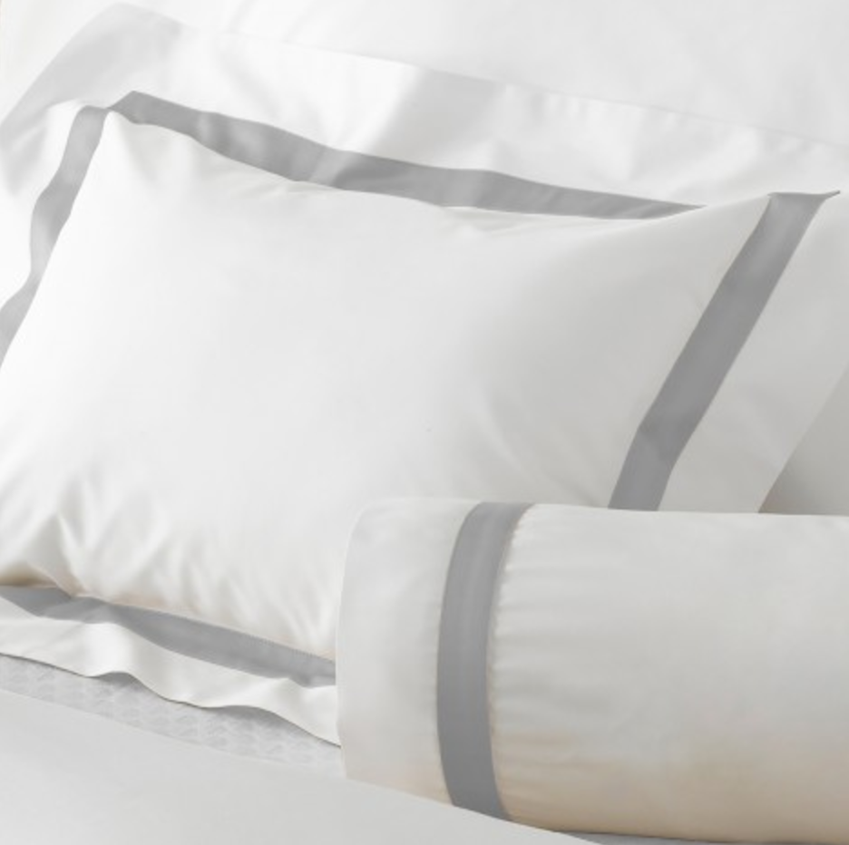 Lowell Silver Flat Sheet | Matouk Bedding at Fig Linens