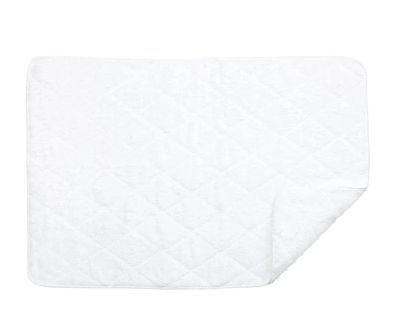 Matouk Cairo Towels in White with White | Fig Linens and Home - Quilted Tub Mat