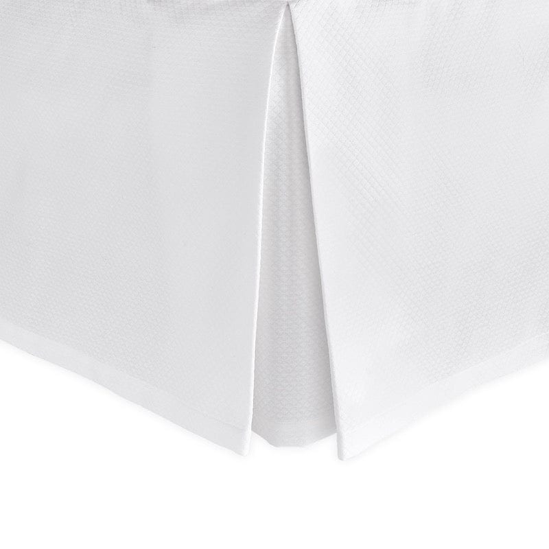 White Bed Skirt - Diamond pique white bedskirt by Matouk Fine Linens at Fig Linens and Home