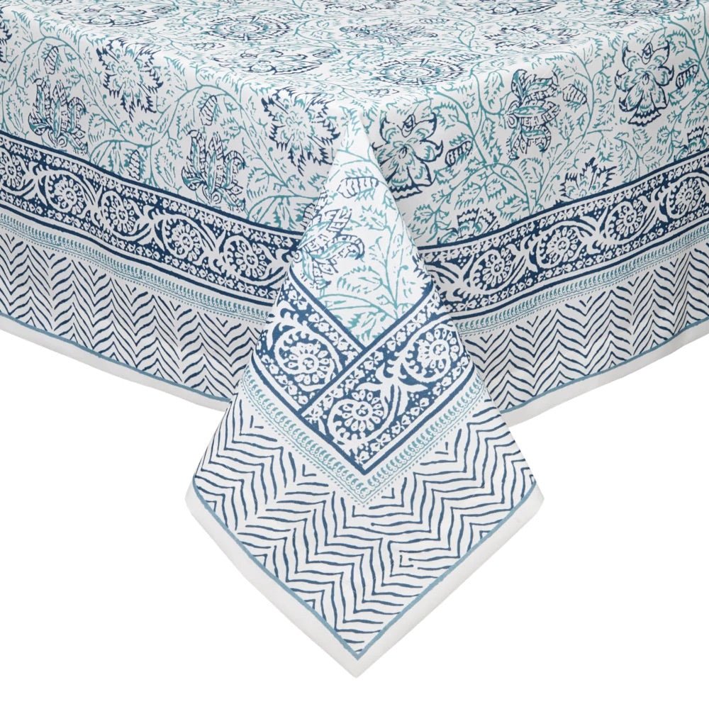 Tulum Blue & White Tablecloth by Mode Living | Fig Linens
